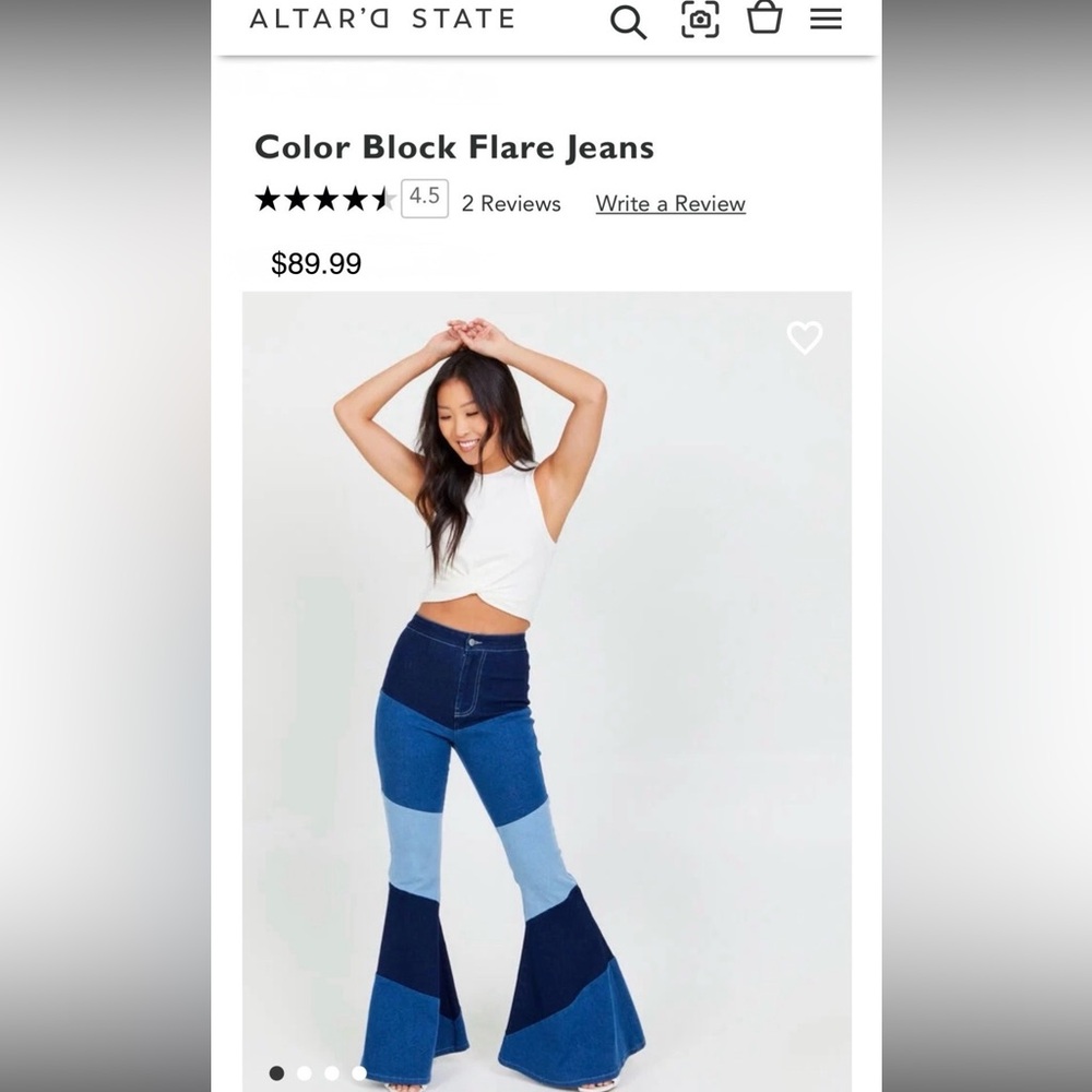 ALTAR’D STATE Color Block Flare Jeans - Picture 2 of 2